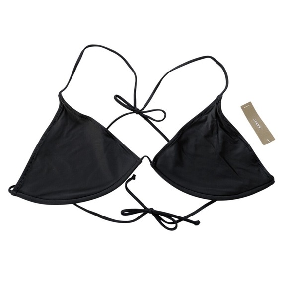 J.Crew Perfect‎ Triangle Bikini Top Black Tie String Swim Suit XXL NWT CA792 - Picture 1 of 5